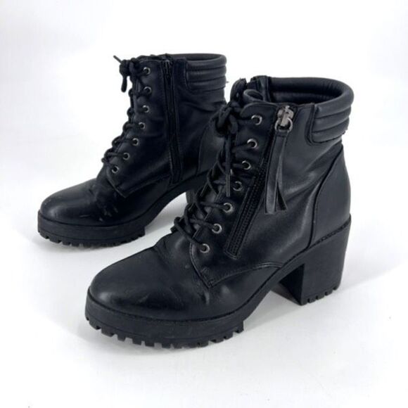 Truffle Collection Women's Faux Leather Round Toe Ankle Boots Black Size 7.5 - Picture 1 of 12